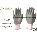 Poliéster Shell nitrilo recubierto Saftey trabajo guantes (N2405)